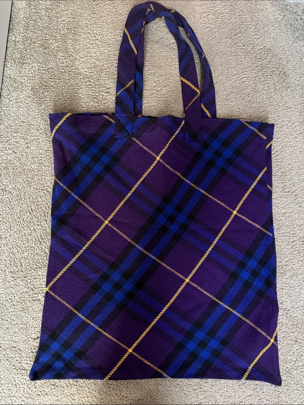 Burberry Blue/Purple Plaid Tote Bag - Large Everyday Carry